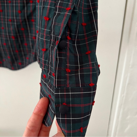 Vintage Brooks Brothers green black red tartan plaid button down tuxedo shirt - Picture 6 of 13